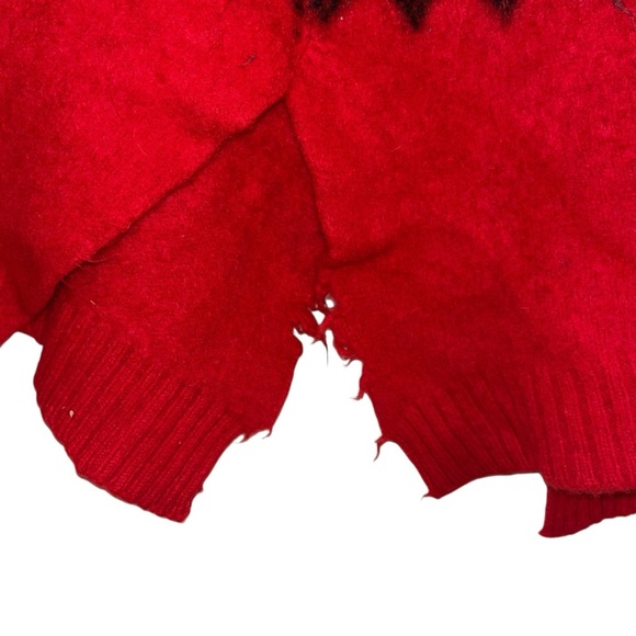 Izod red 100% Shetland wool poncho sweater medium m - Picture 3 of 7